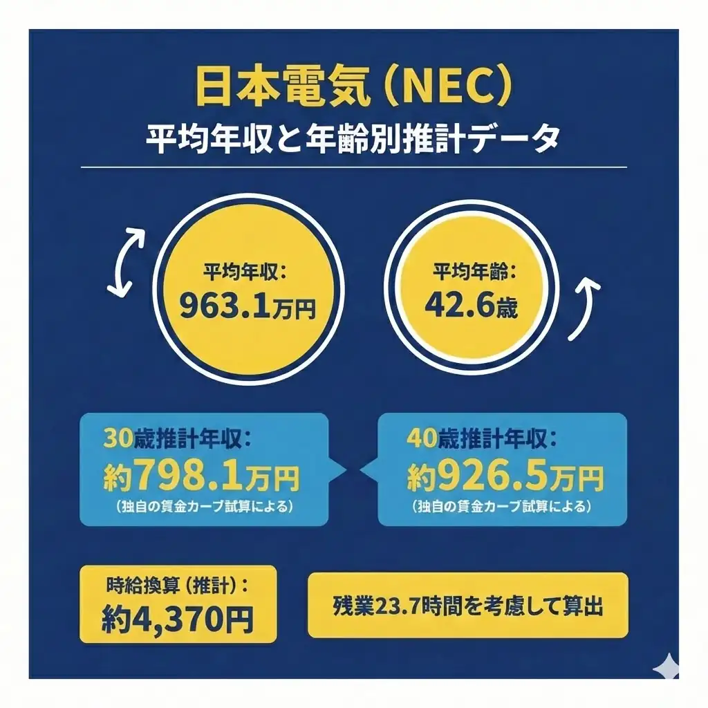 NECの平均年収と年齢別推計データ