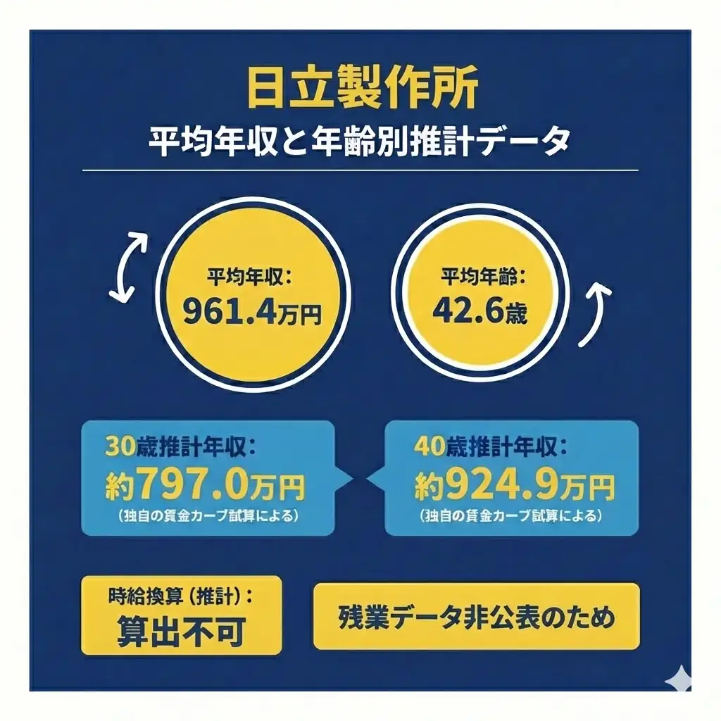 日立製作所の平均年収と年齢別推計データ