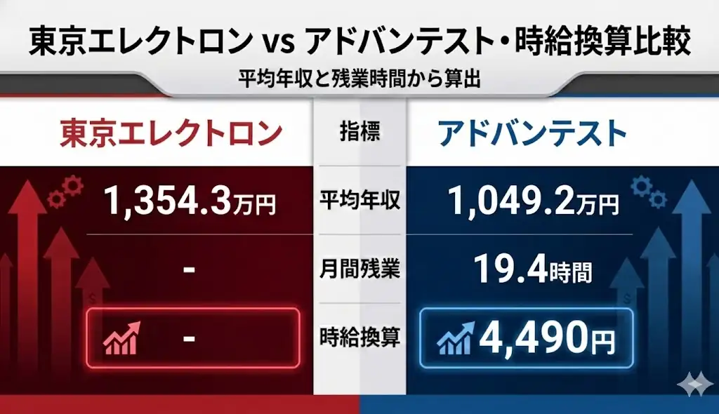 東京エレクトロン vs. アドバンテスト・時給換算比較
