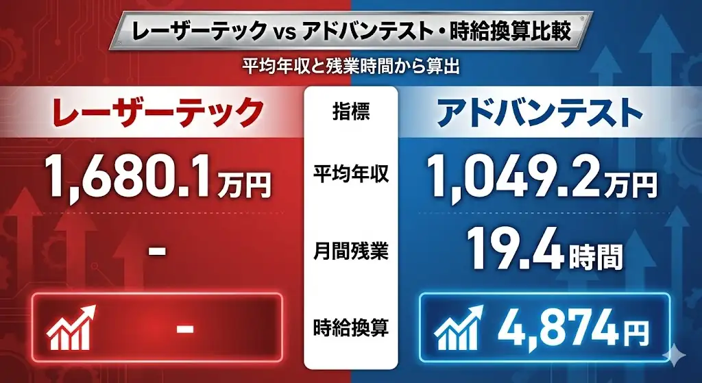 レーザーテック vs. アドバンテスト・時給換算比較