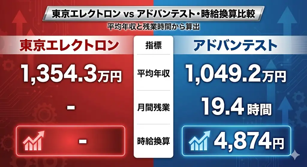 東京エレクトロン vs. アドバンテスト・時給換算比較